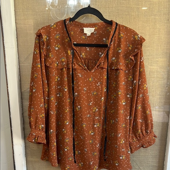 Floral Rust Boutique Blouse - Picture 3 of 8